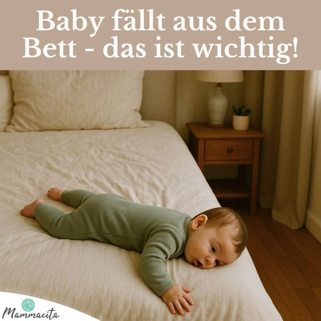 Baby fällt vom Bett