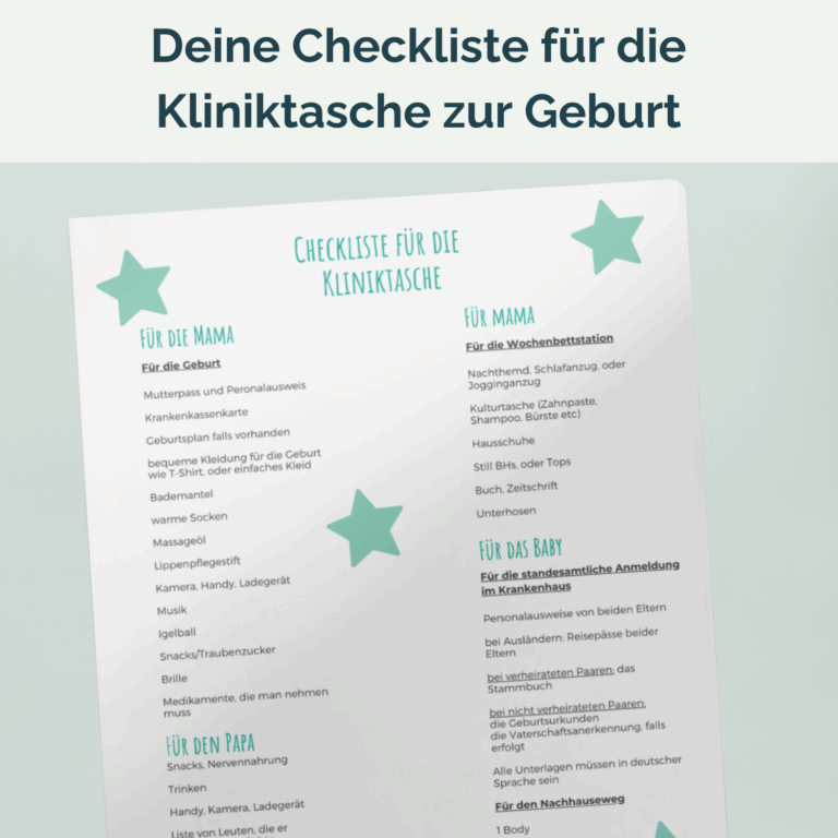 Kostenloser Download Deine Checkliste fuer die Kliniktasche zur Geburt