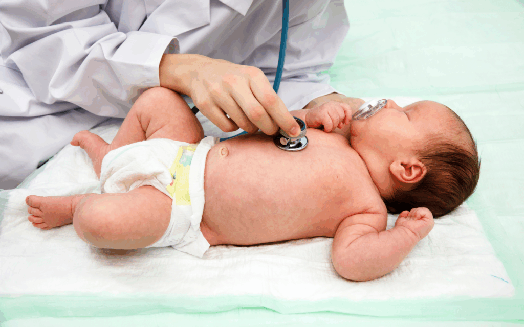 baby wird abgehorcht RSV Baby